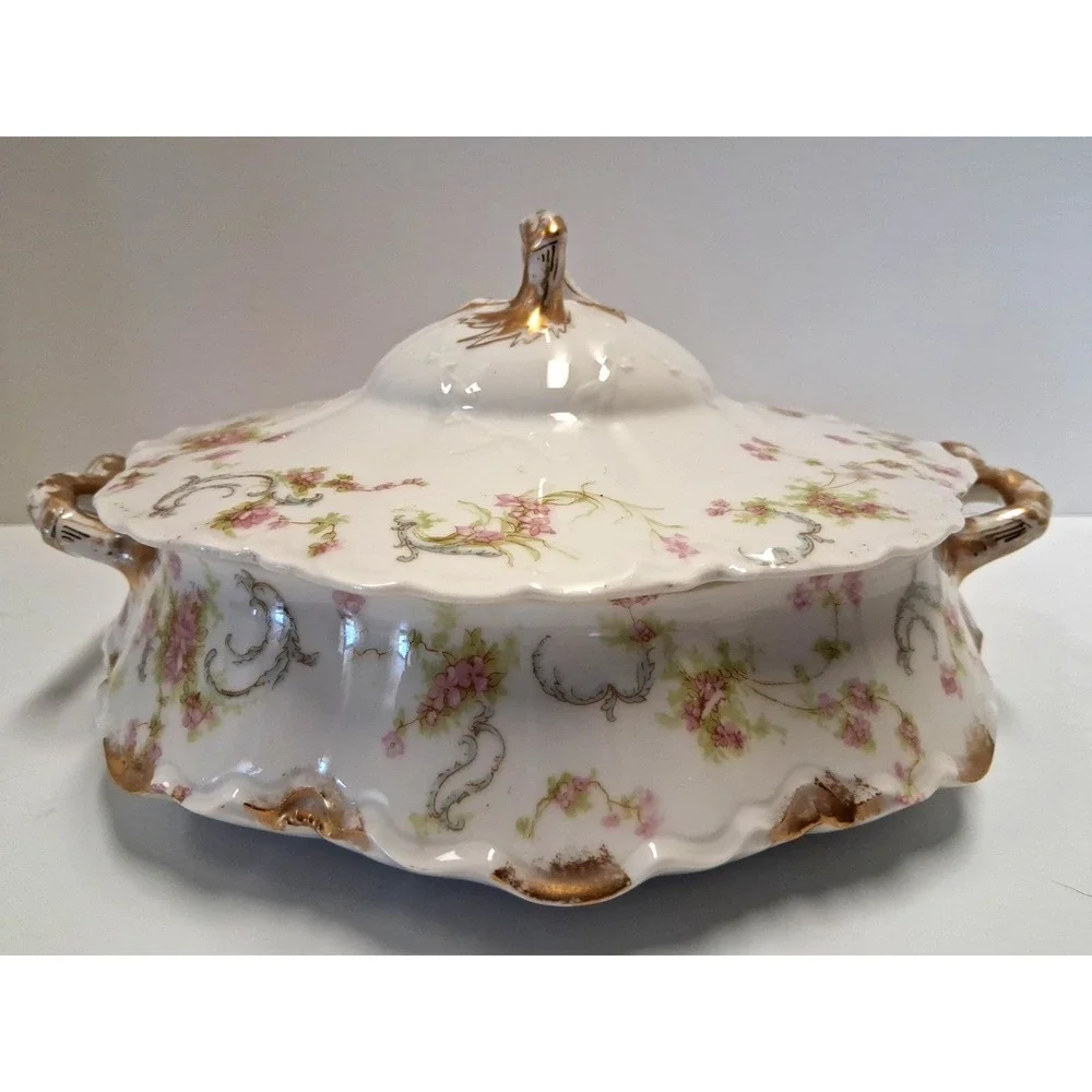 Antique‎ Haviland Limoges France Schleiger 844 Oval Covered Vegetable Bowl